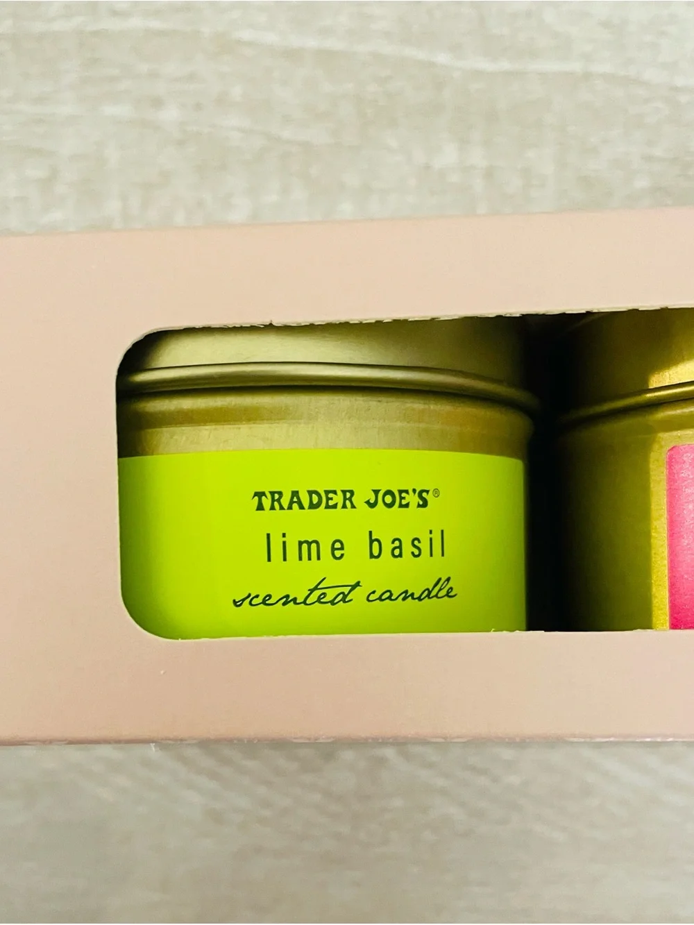 Trader Joe's Scented Candle tin Trio Lime Basil Fig Bergamot Stonefruit Jasmine